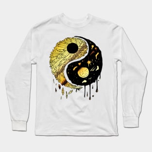 Gold Yin Yang Crystals and The Night Sky Long Sleeve T-Shirt